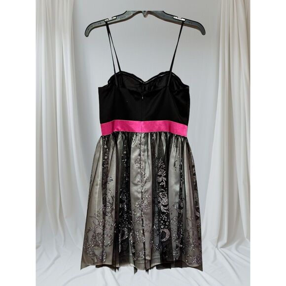 Hailey Logan by Adrianna Papel Mini Dress Hot Pink/black/silver  Size 7/8 - Picture 2 of 9